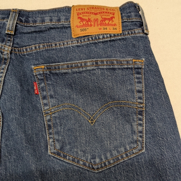 Levi's 505 Regular Fit Jeans, Blue, Size 34W 34L - Picture 7 of 11